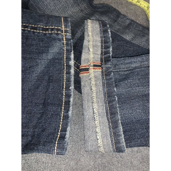 MEK DENIM Sz 27 Zanzibar Bootcut Dark Wash Selvedge Denim Jeans Distressed EUC - Picture 12 of 12